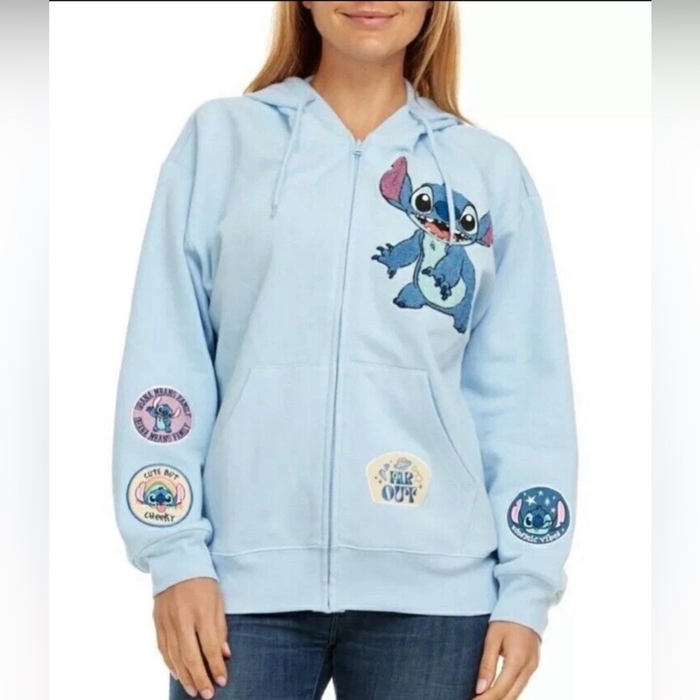 Disney Stitch Women’s Blue Full Zip Character Sweatshirt Hoodie medium size
